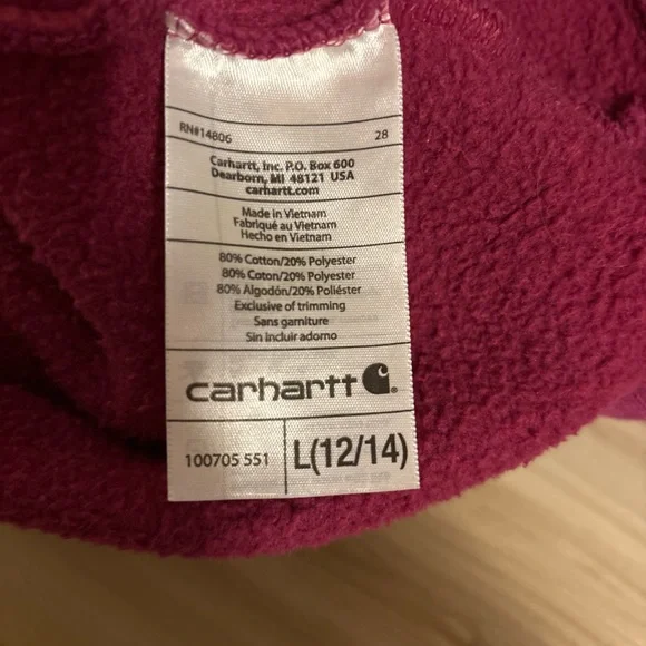 Carhartt Purple 1/4 Zip Hoodie
Embroidered Logo Slightly Distressed
Women's Sz L - Picture 6 of 8